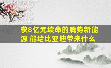 获8亿元续命的腾势新能源 能给比亚迪带来什么